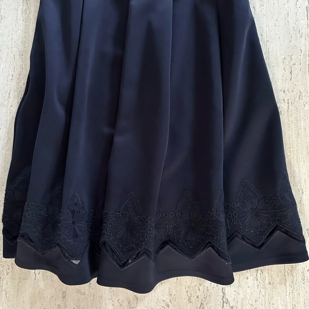 Ted Baker London Navy Cheskka Lace & Mesh Skater Dress | Ted Size 4 / US 10 - Picture 7 of 16